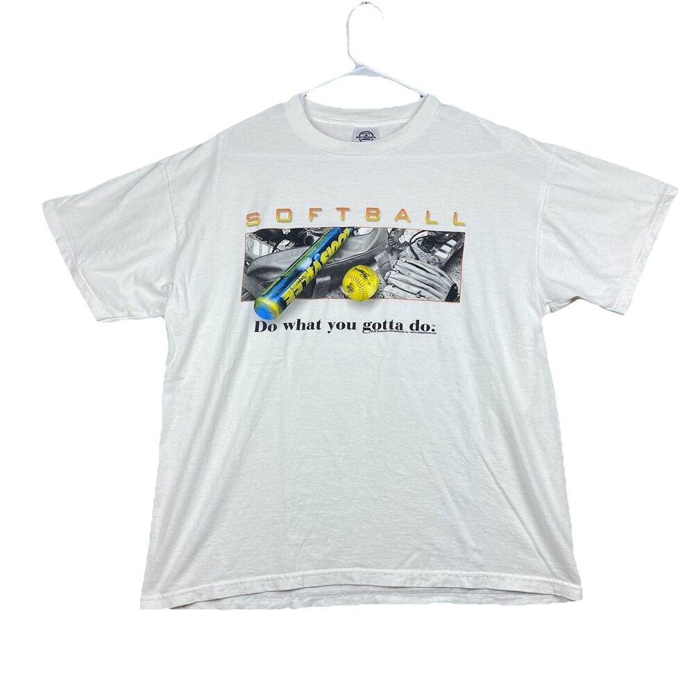 Vintage 90s Delta Pro Weight Softball Graphic T-Shirt Do What You Gotta Do L